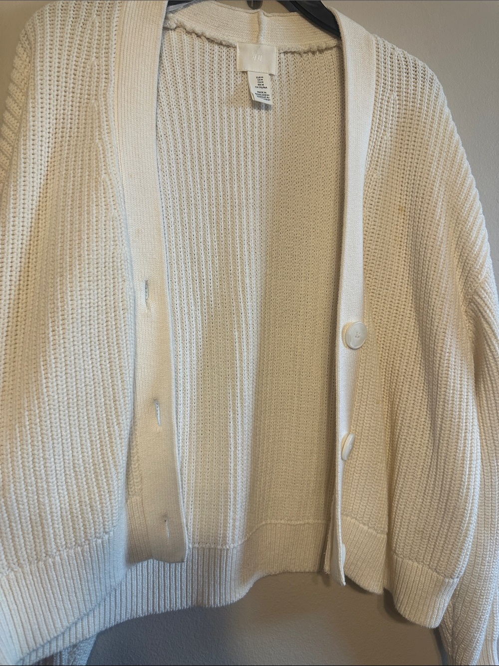 H&M Cream Knit Button-Front Women's Cardigan - Picture 3 of 3